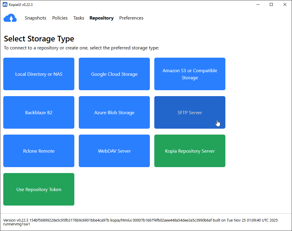Select Storage Type