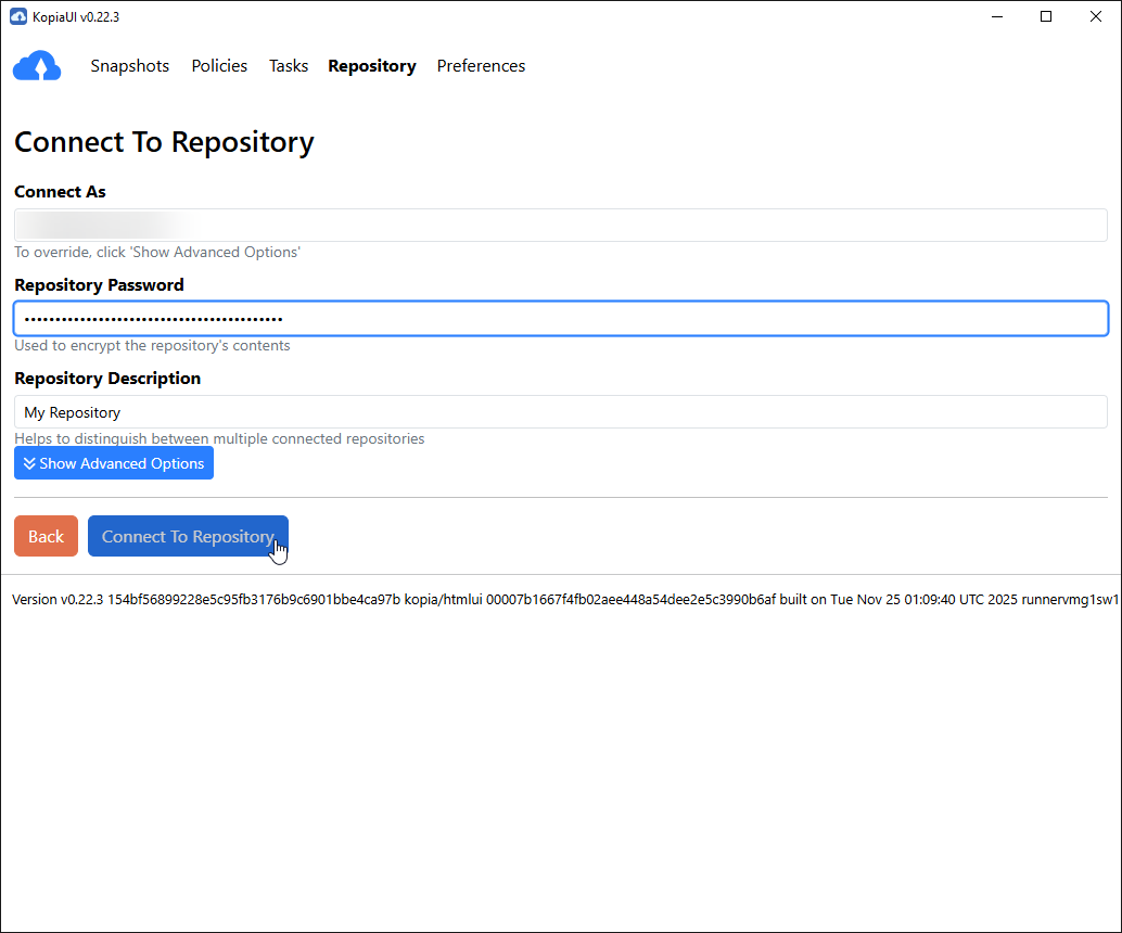 Connect To Repository