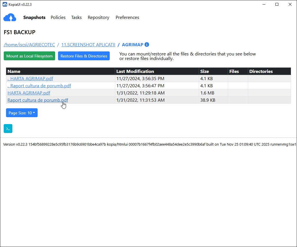 Browse fișiere individuale